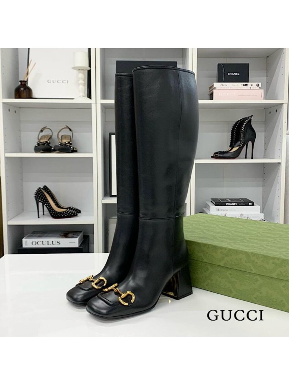 Gucci Horsebit Leather Long Boots Black